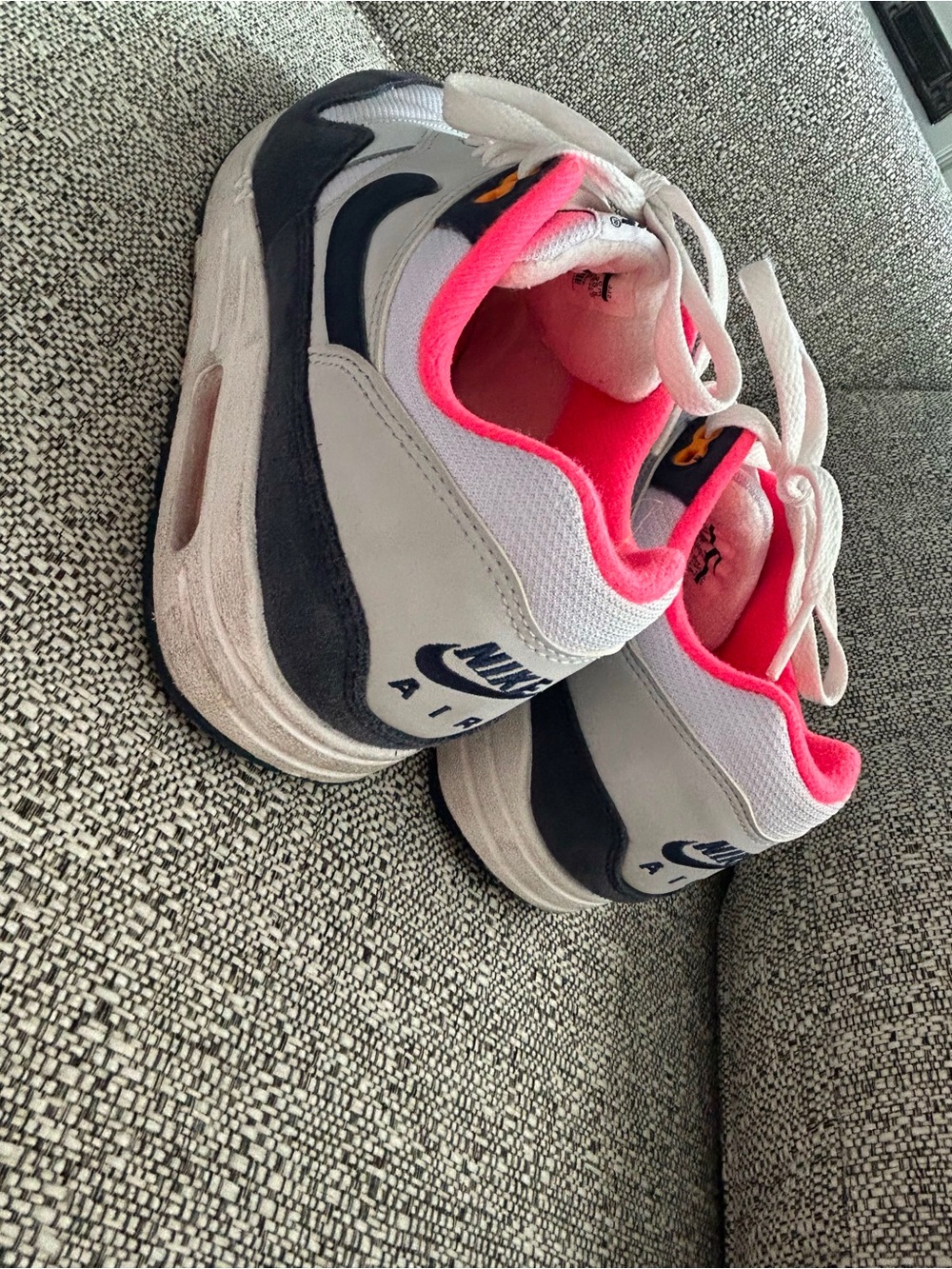 Nike Kids Sneakers in White and Hot Pink with Navy Accents